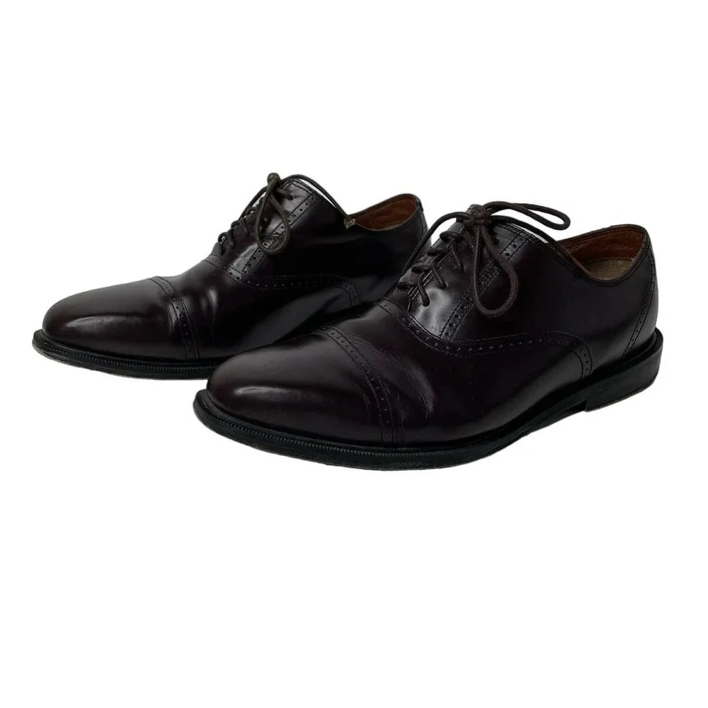 Rockport Mens Burgundy Leather Cap Toe Oxford Dress Shoes Dark Academia 11 W